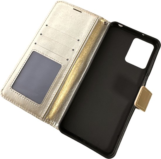 Bookcase Convient pour : Oppo A79 5G - Or - étui portefeuille - Couverture de livre