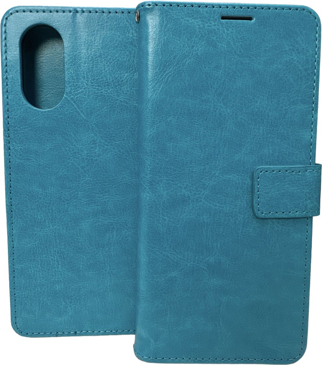 Bookcase Geschikt voor: Oppo A58 5G - Turquoise - portemonnee hoesje - Book Cover