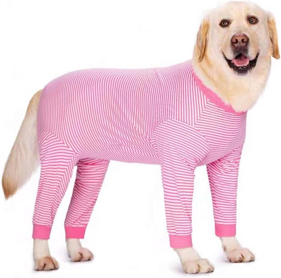 One Piece Sleeping Suit for Large and Medium Dogs - Hair Loss Allergies Wound Licking Protection - 2XL Pink