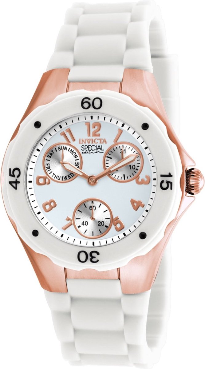 Invicta Angel 18798 Dames Horloge - Waterdicht - Analoog - Quartz Uurwerk - Roestvrij Staal met witte Wijzerplaat - 38mm