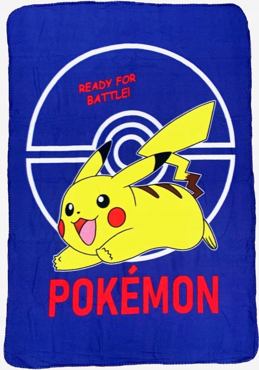 Pokemon fleece deken - blauw - Pikachu Pokémon plaid - 100 x 140 cm.