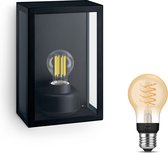 Bol.com Philips Hue Alzor Wandlamp voor Buiten (Zwart) - Buitenlamp - E27 - Warmwit Licht - Hue White Filament aanbieding