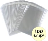 100x Cellofaan Zakjes 10x15cm - Zakjes Met Plakstrip - Zelfklevende Zakjes - Uitdeelzakjes - Transparant - 100 Stuks