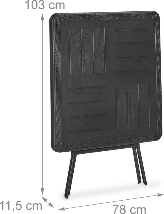 Inklapbare Tuintafel Relaxdays Met Houtlook, Rechthoekig, Kunststof En Metaal, HBD: 74 X 120 X 60 Cm, In Het Bruin Rechthoekige Klaptafel Buiten Kunststof Staal Wit Houtlook
