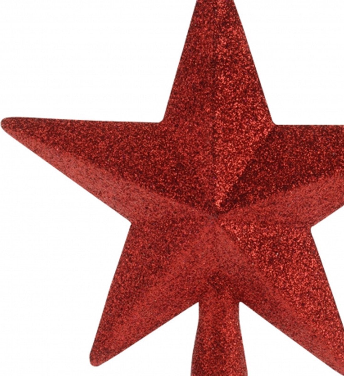Kerstboom piek - ster - rood - glitters - 19 cm - kunststof kerstpiek - piek - kerstversiering – foto 2