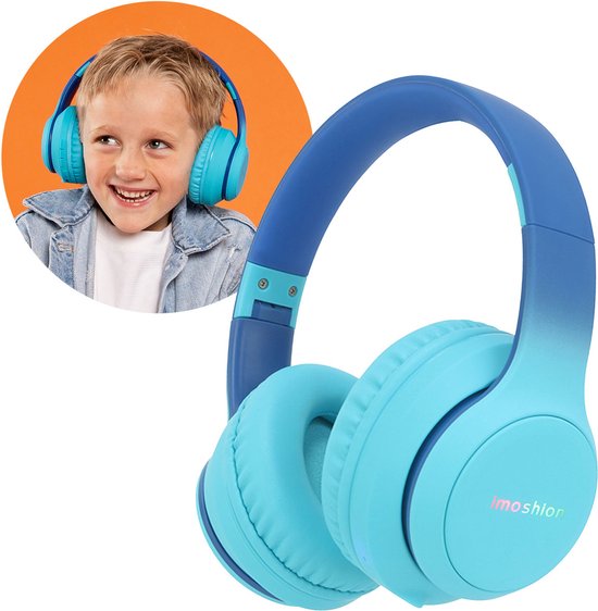 Foto: Imoshion koptelefoon kinderen met led verlichting bluetooth kinder koptelefoon hoofdtelefoon draadloos over ear cobalt blue soft blue