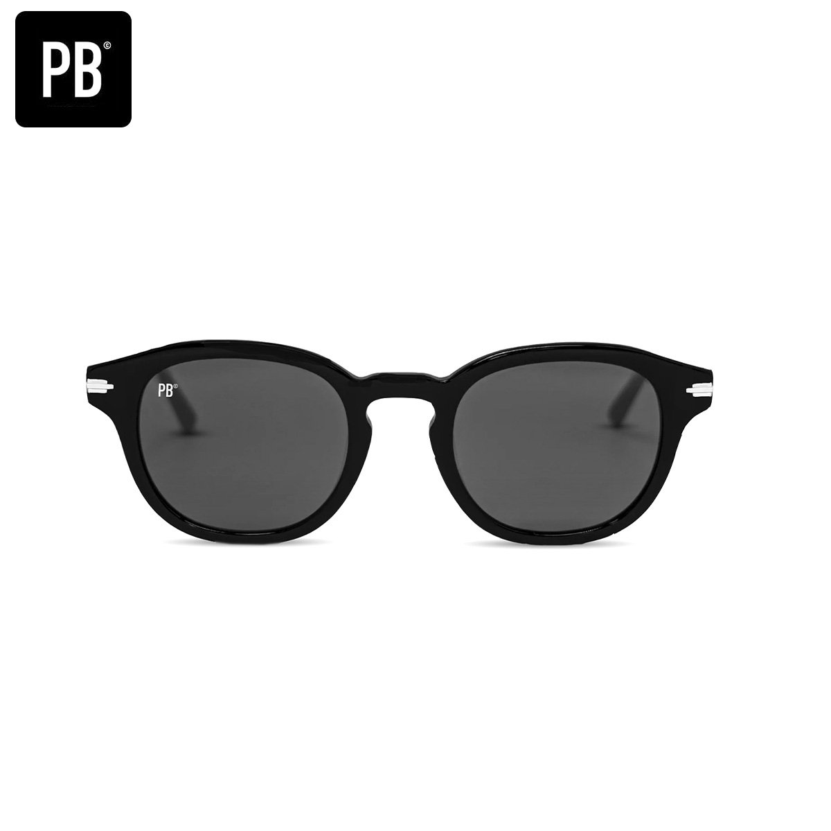 PB Sunglasses Aspen Acetate Black - Zonnebril heren en dames - Gepolariseerd - Acetaat frame - Zwarte zonnebril - Ronde zonnebril