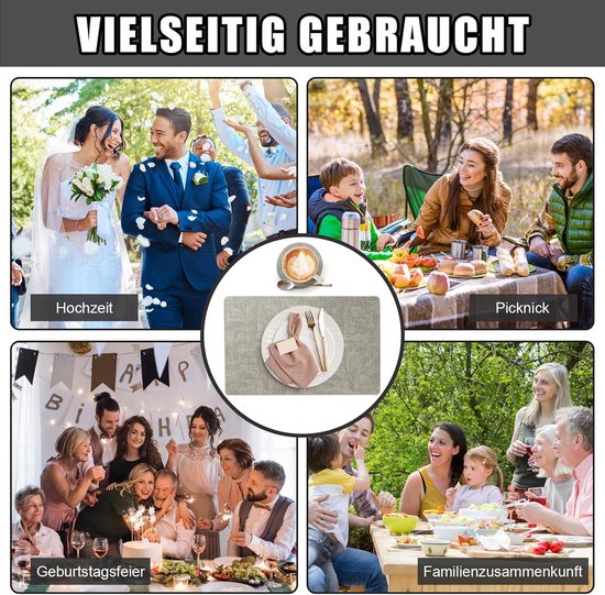 Placemats – Set van 6 – Kunstleer effen – Rechthoekig – 45 Placemats – Set van 6 – Kunstleer effen – Rechthoekig – 45