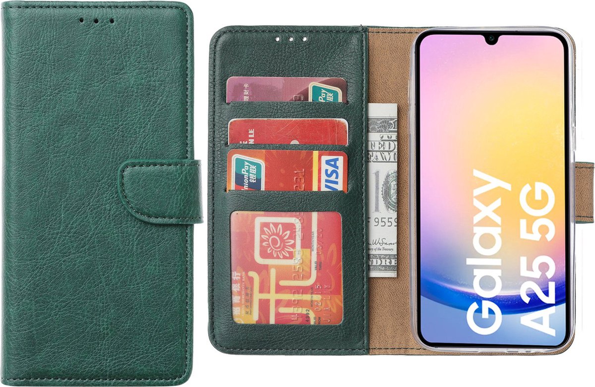 Hoesje geschikt voor Samsung Galaxy A25 5G hoesje - Arara bookcase- Groen
