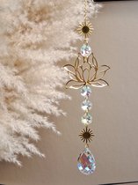 Suncatcher - Lotus - Suncatcher - Pendentif - Bloem - Décoration de fenêtre - Or - Cristaux - Soleil