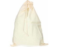 Katoenen canvas opbergzak/waszak met afsluitkoord - 49 x 75 cm - 38 liter - naturel kleur