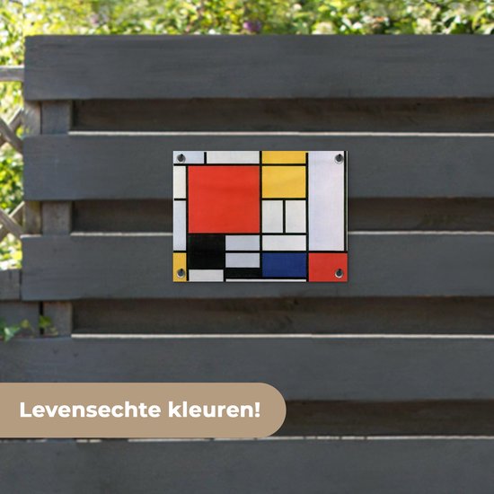 Décoration de Jardin Art - Mondrian - Maîtres anciens - 40x30 cm - Toile jardin - Affiche extérieure
