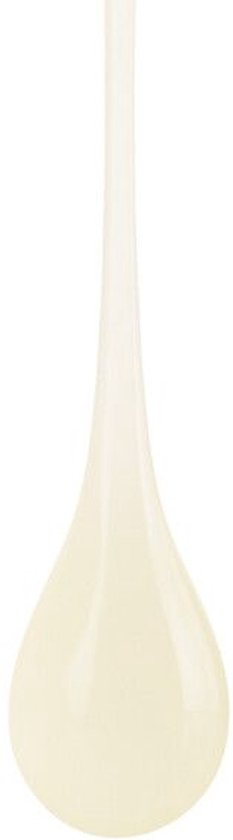 Een grote druppel lichtgeel serum met een lange, dunne nek.
