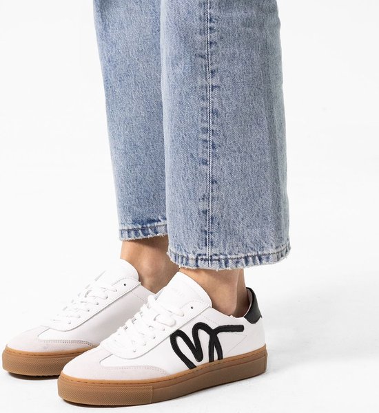 Manfield Leren Sneakers Wit Manfield Dames Witte Leren Sneakers