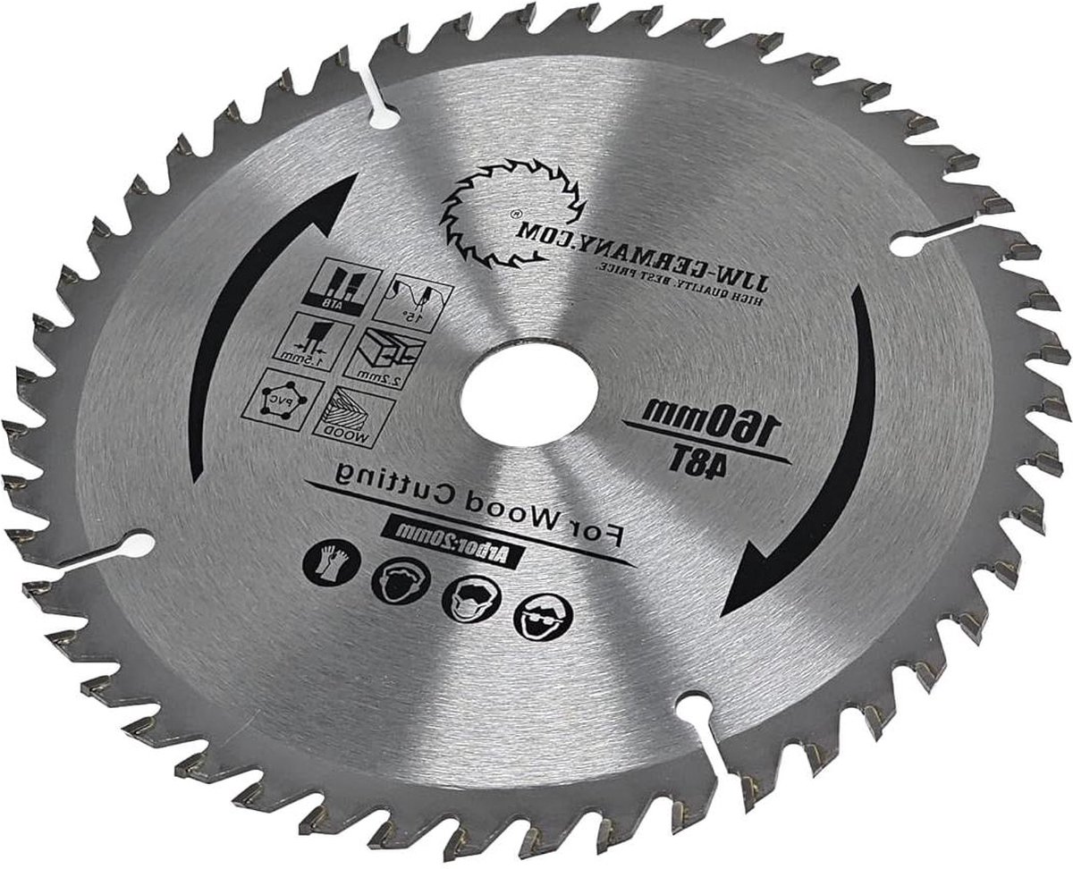 Zaagblad 160 x 22 x 20 mm Z= 48 WZ voor Festool Mafell industriële kwaliteit volgens DIN EN 847-1