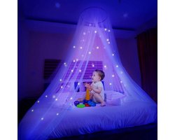 Lichtgevende sterren sterrenhemel met gloeiend bed koepel anti-muggenbedluifel - past op baby kinder meisjes of volwassenenbed