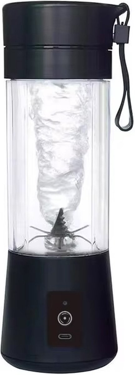 Kay Mini Blender Zwart is de ideale blender to go. Overal eenvoudig smoothies bereiden! Draadloos Lichtgewicht 380ml Oplaadbaar
