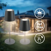 B.K.Licht - Oplaadbare Tafellamp - IP44 - draadloos - met batterij - dimbaar - buitenlamp - camptinglamp - 31 x 10.5cm - antraciet