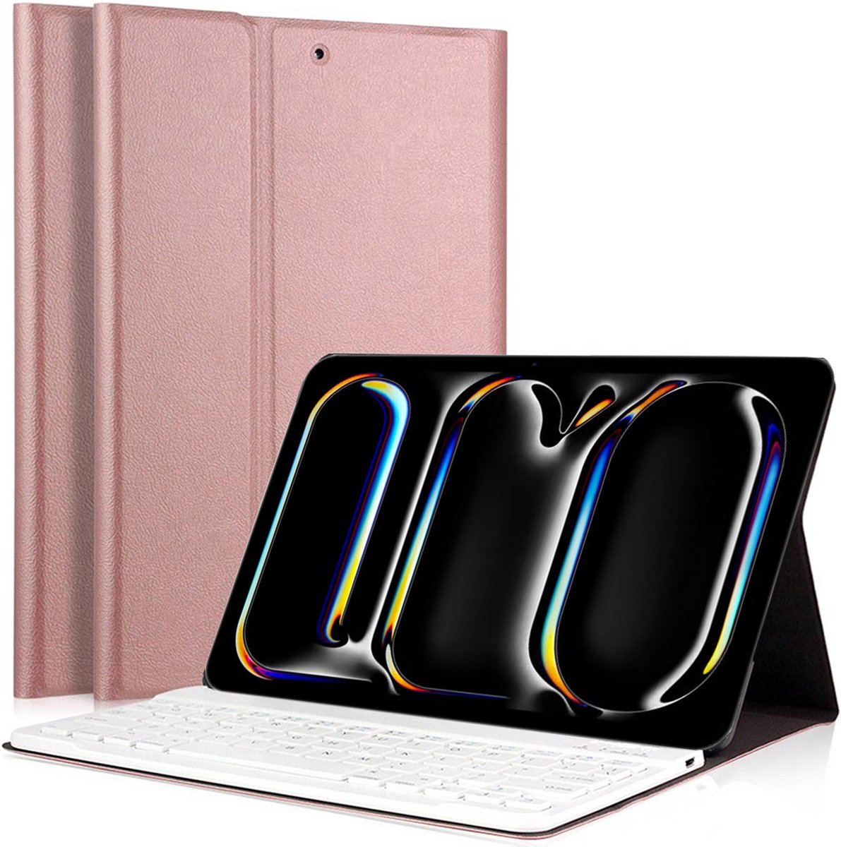 Hoes met toetsenbord geschikt voor iPad Pro 13 inch 2024 - Keyboard Book Case Cover Hoesje Rosegoud op Prijzenvolger.com