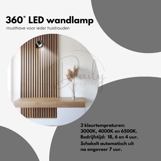 Dorlink Binnen LED Wandlampen Draaibaar, Wandlamp van Hout 5W, Slaapkamer Wandlamp Zwart, 6500K Koel Wit Hal Wandlamp, Wandlamparmaturen Woonkamer, Moderne Wandarmatuur voor Trap, Portiek