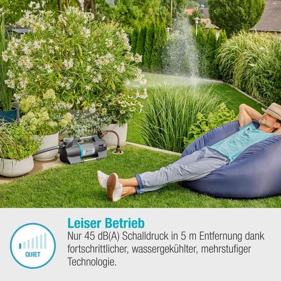 Pompe De Jardin GARDENA 6300 SilentComfort - Débit 6300 L/h, Hauteur 49 M, Silencieuse - Pour Arrosage Et Puits - 2