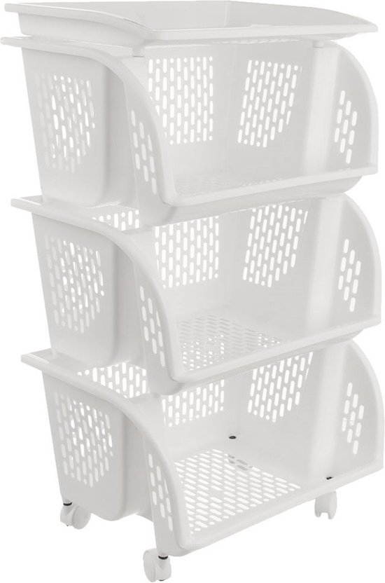 10 cm breed keukenkar, witte planken, opberg trolley met wielen voor keuken badkamer kantoor wasgoed, met handgrepen, met extra haken, geen schroefinstallatie (kleur: wit, maat: 2 lagen