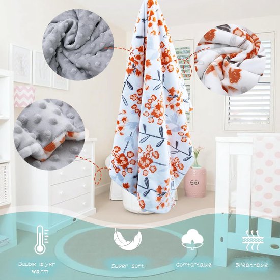 ELIMELI BABYDECKE Kuscheldecke Krabbeldecke Premium Babybettwäsche Baumwolle super weichem Minky Polar Fleece Füllung 75x100 Beste Qualität