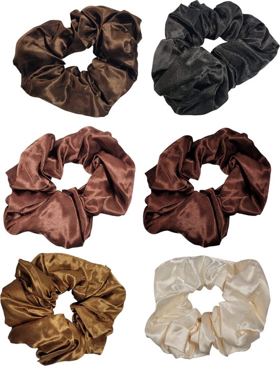 Foto: Scrunchie satijn haarelastiekjes crunchie haar elastiek haaraccessoires vrouwen 6 stuks luxe satijnen scrunchies odaani