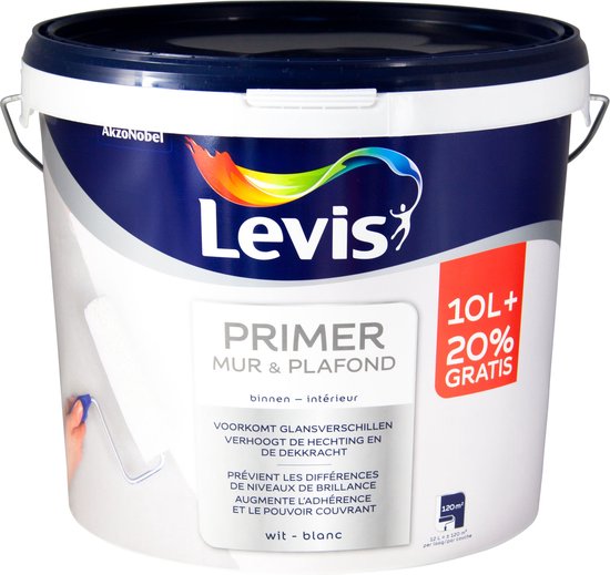 Levis Base de maquillage de murs et plafonds - Matt - Wit - 12L