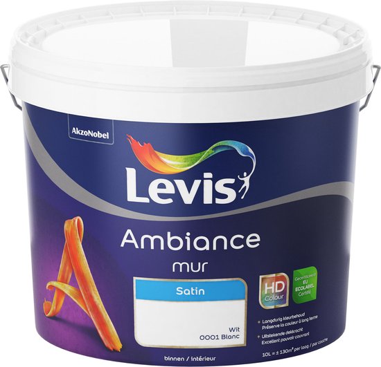 Peinture pour les murs Levis Ambiance - Satin - Wit - 10L