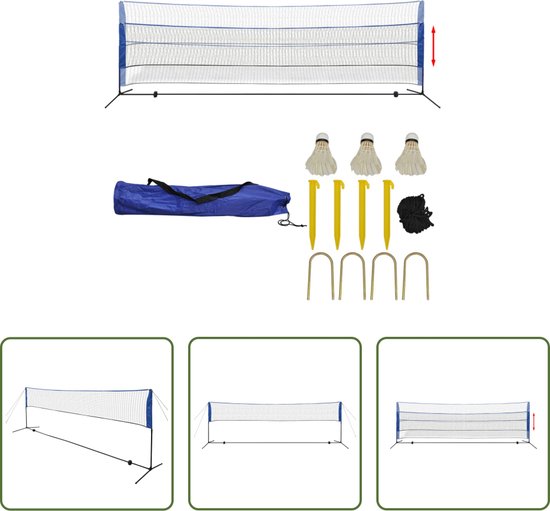 Foto: The living store recreatieve badminton net set 500 x 72 cm inclusief accessoires