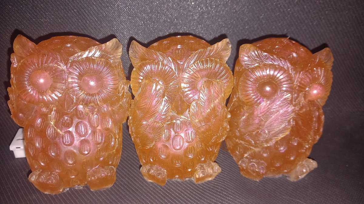 starwolf, lampje, uilen, horen zien en zwijgen, bruin/glinsters, geschenk, uniek