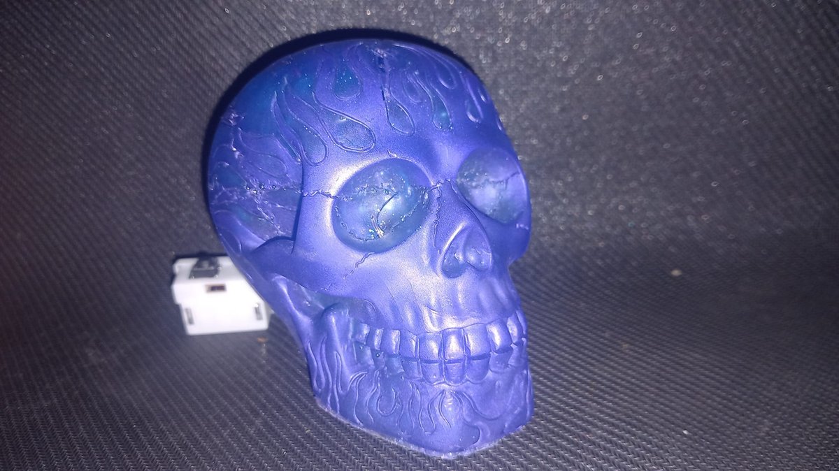 starwolf, lampje, skull met vlammen, blauw, geschenk, uniek