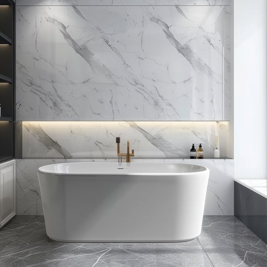 Papier peint autocollant Wallways - Décoration murale - Résistant à l'eau et à la chaleur - 60 cm x 10 m - Marbre Wit