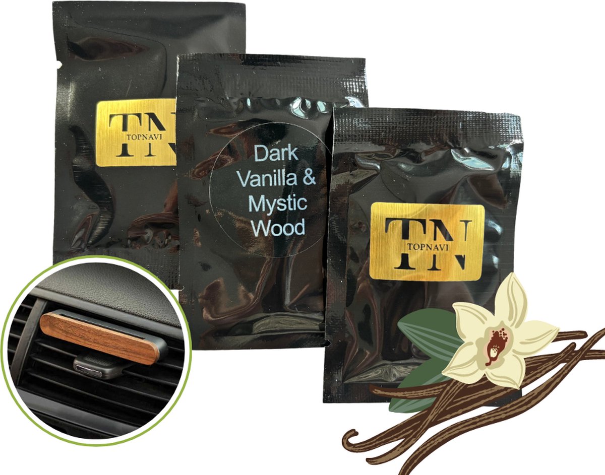 Goedkoopste Topnavi Autogeurtje Navulling - Dark Vanilla & Mystic Wood - Auto Geurverfrisser - 3 stuks - Auto Geurverfrisser - Luchtverfrisser - Autogeur - Autoparfum
