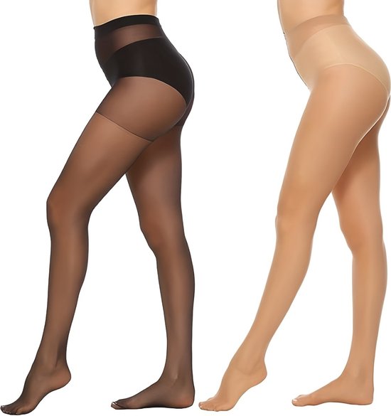 Hiltzo Thermische panty voor dames met elastische voering, thermische leggings, warm,Huidskleur,L-XL