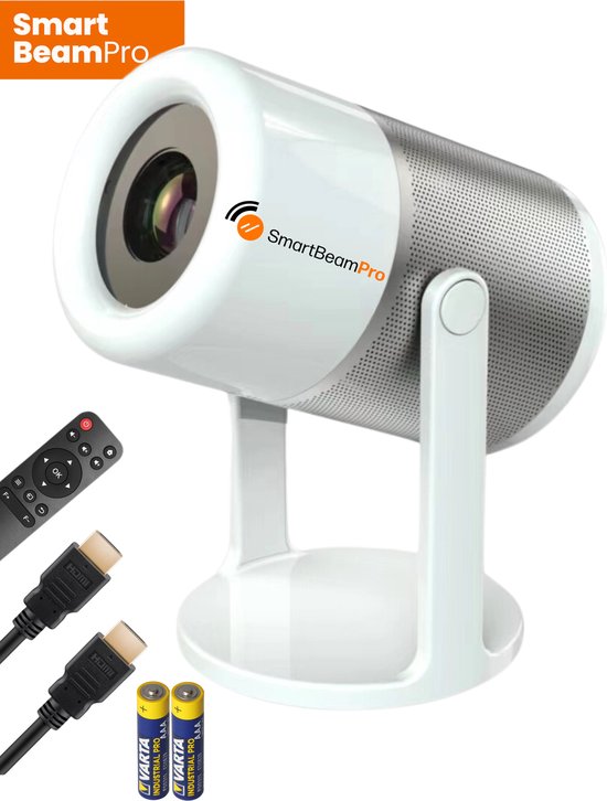 SmartBeamPro Premium - Mini beamer - Projector - Smartphone - Bluetooth - Sets - Beamers - Projectieschermen - Beamerscherm - Inclusief HDMI & Batterijen - 4K