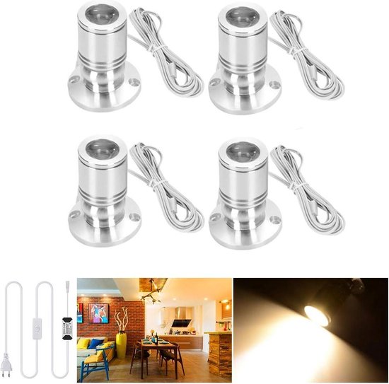 Midore Klein LED Scheinwerfer 4 Stück Schranklicht 2W