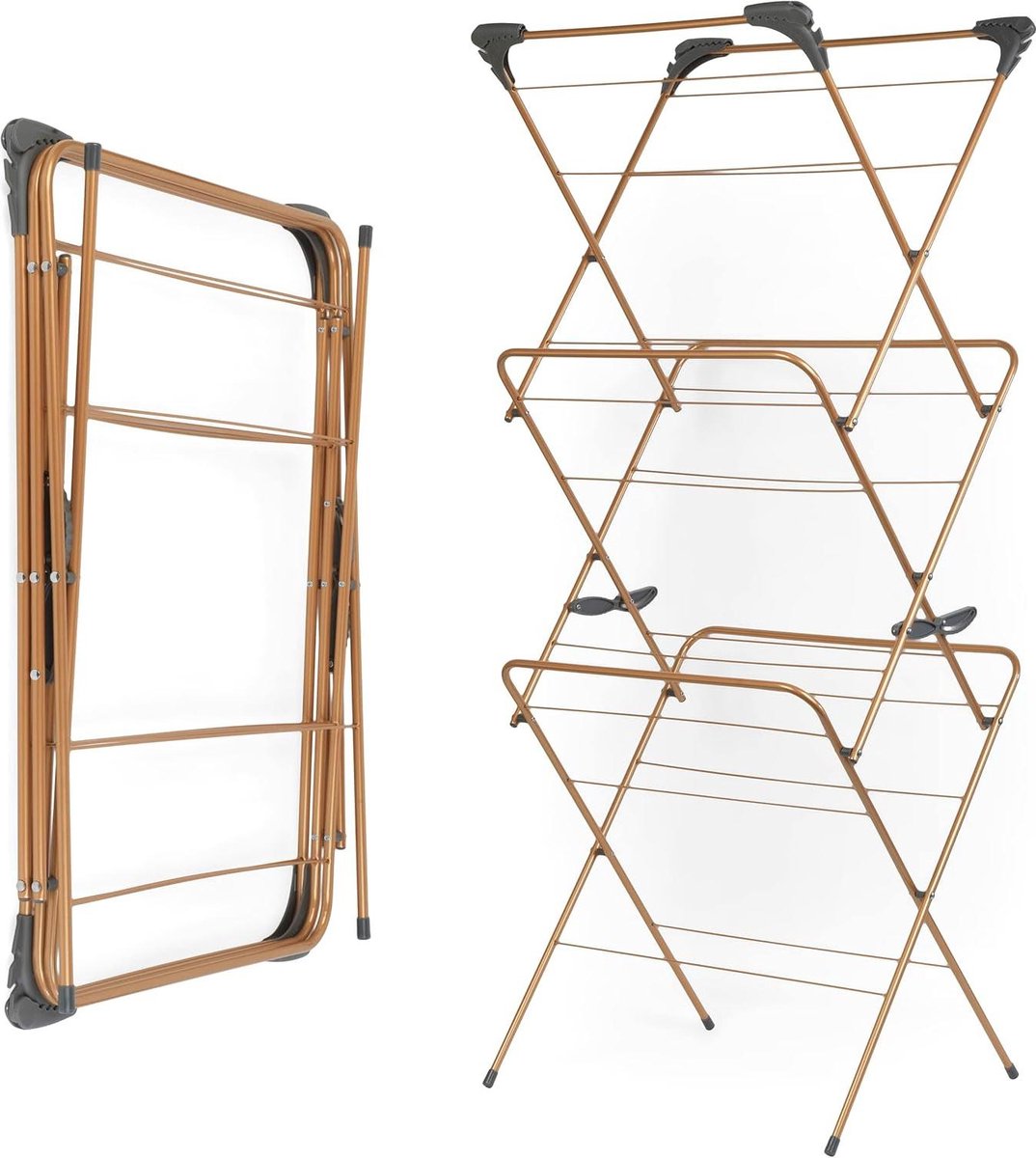 150-jaar jubileum koperen editie elegant kledingrek 3 lagen 15 meter droogruimte opvouwbaar en compact maximaal 15 kg belasting