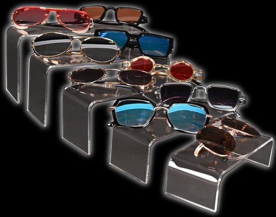 Présentoir en Acryl transparent, Set de 2 à 5 tailles, support d'étagère de vitrine, présentoir Winkel' équipement de Bijoux (paquet de 10)