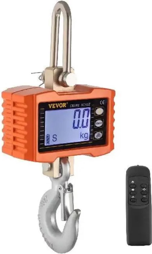 Digitale Kraanweegschaal, Digitale Hangweegschaal, 1500kg 3000lb Elektronische Industriële Heavy-duty Hangweegschaal met Afstandsbediening LED-display Oranje