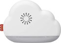 Witte muziekdoos in de vorm van een wolk met grijze onderkant en Fisher-Price logo.
