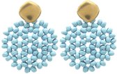 Boucles d'oreilles - couleur or - bleu - perles - rondes - chic - style bohème - fête - intemporel - hip - cadeau - femme - dames