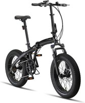 Pacto One Vouwfiets Zwart Shimano 6v Plooifiets Fatbike 20 inch Aluminium Phatbike Voorvorkvering
