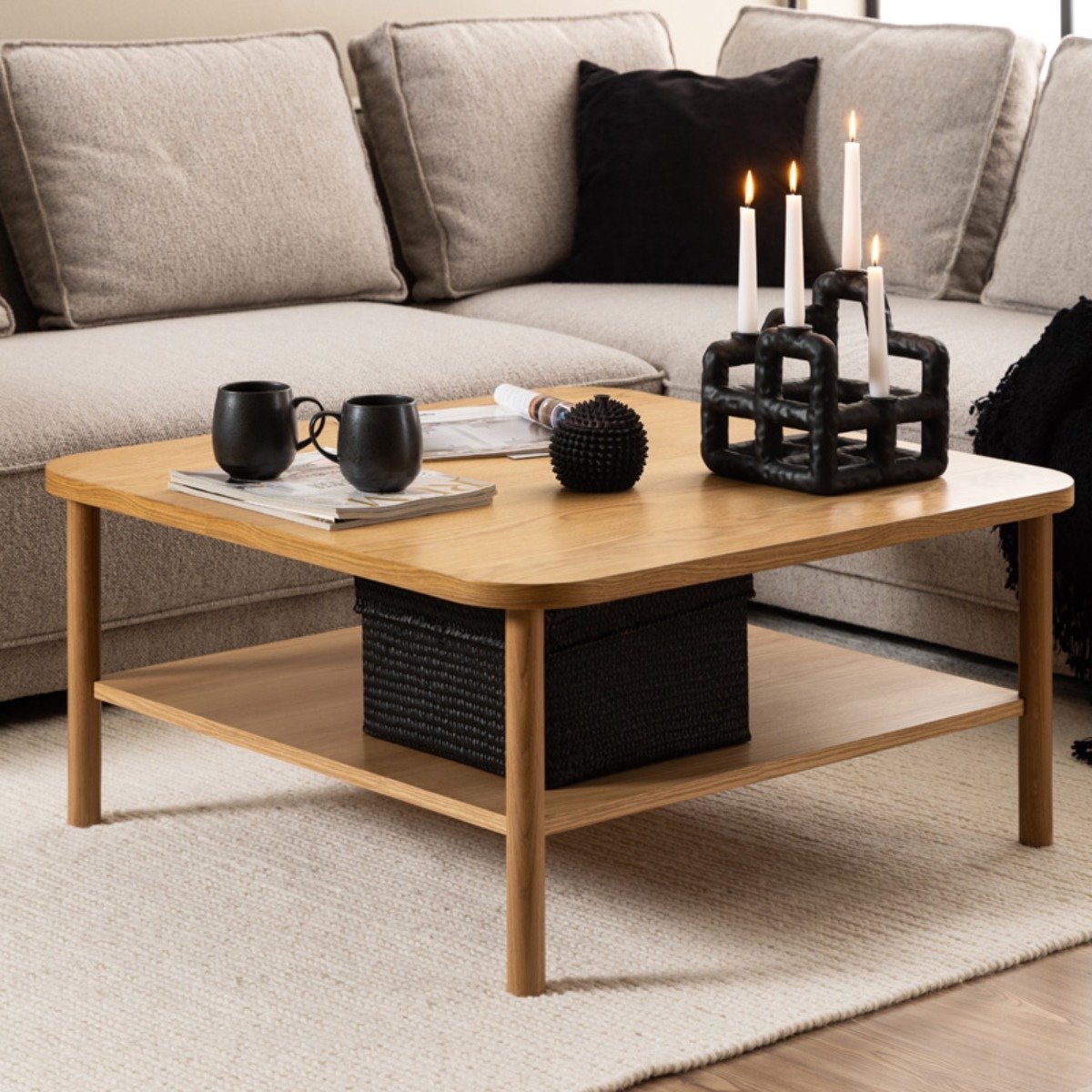 Salontafel Zane Eiken 90cm - Giga Living