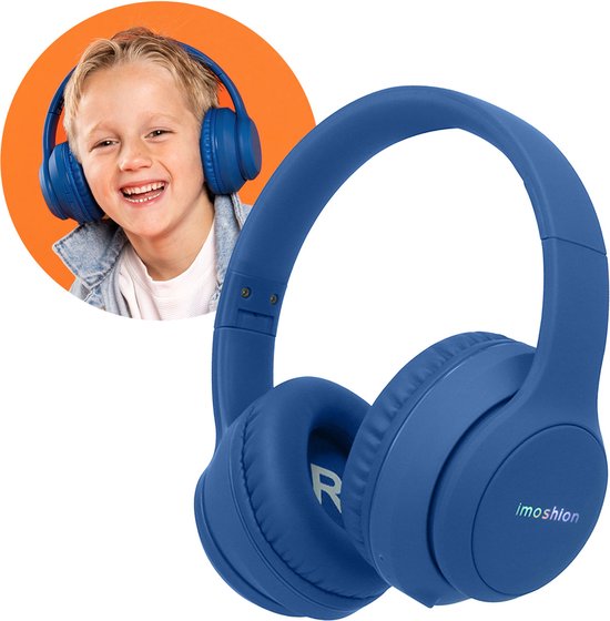 Foto: Imoshion koptelefoon kinderen met led verlichting bluetooth kinder koptelefoon hoofdtelefoon draadloos over ear cobalt blue