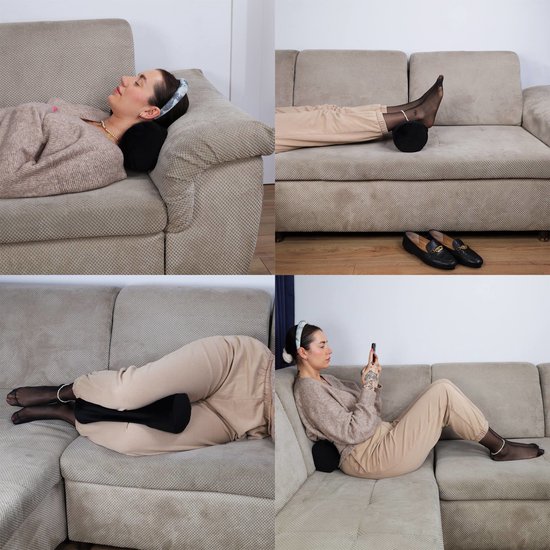 Nekrol met hoes Yoga Bolster Kniekussen Positioneringsrol 40x15 cm - Nekkkussen Kussenrol Yogabolster Kniekussen Sierkussen en klein kussen lange rol Zwart Fluweel — afbeelding 3