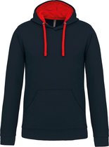 Pull à capuche Kariban avec capuche contrastée K446 - BLEU MARINE / ROUGE - XXL