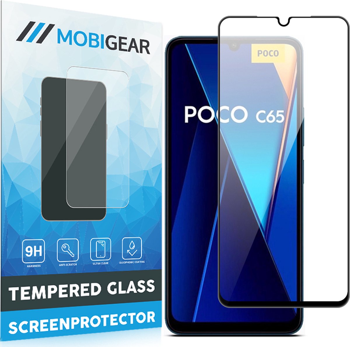 Mobigear Screenprotector geschikt voor POCO C65 Glazen | Mobigear Premium Screenprotector - Case Friendly