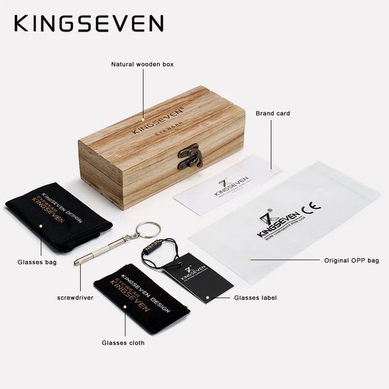 Kingseven vierkant Zonnebril - Unisex - Gepolariseerd - UV400 - Groen van Merkloos — afbeelding 2